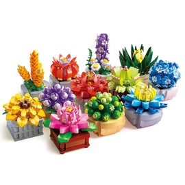 Succulents Set for Adults Building Set Toys, 12 Plants, Home Decor, Birthday Gifts for Women, Creative Housewarming Gifts, Botanical Collection, Flowers Succulents Artificial Plant Kit (1174 PCS)