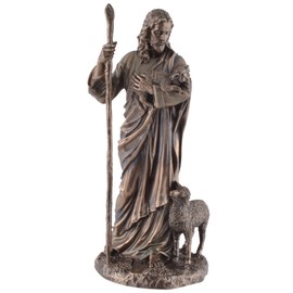 Veronese Collection 708-78276 Jesus as a Good Shepherd Made of Artificial Stone Bronzed and Coloured by Hand