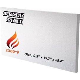 SIMOND STORE Ceramic Fiber Insulation Board - 2300F - 1/2" x 19.7" x 39.4"