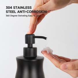Emarful 304 Stainless Steel Soap Dispenser Modern Rust-Proof Liquid Soap Pump Bottle for Kitchen or Bathroom Countertop Hand Dish Lotion Leak-Proof 13.5oz Black