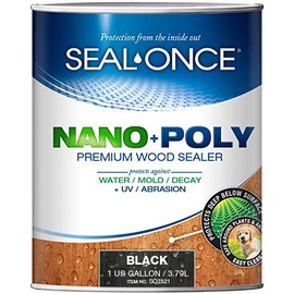 Seal-Once Nano+Poly Penetrating Wood Sealer with Polyurethane - Premium Waterproof Sealant -1 Gallon & Black