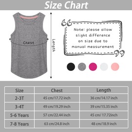 Poroka 5 Pack Girls Dance Tank Top Kids Tank Tops Sleeveless Tees Shirt Racerback Sleeveless Tops for Girls Toddlers