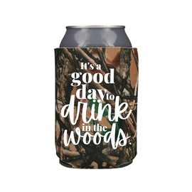 Camouflage It's A Good Day to Drink in The Woods Can Coolers, Camping Camo Print Beer Coolies, Camping Trip Kit and Essentials (True Life Camouflage)