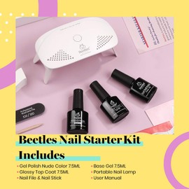 Beetles Nude Gel Nail Polish Kit with UV LED Light and Base Top Coat Starter Kit, Soak Off Popular Nude Gel Polish Set with Nail Lamp Nail File for DIY Home Manicure Gifts for women Girls