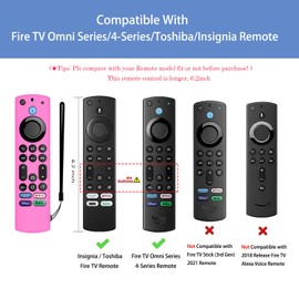 Voice Remote Cover, Silicone Remote Cover Case Compatible with Toshiba/Insignia Firetv Omni Series or TV 4-Series, Anti Slip Shockproof Remote Case with Lanyard (Pink Glow & Blue Glow & Green Glow)