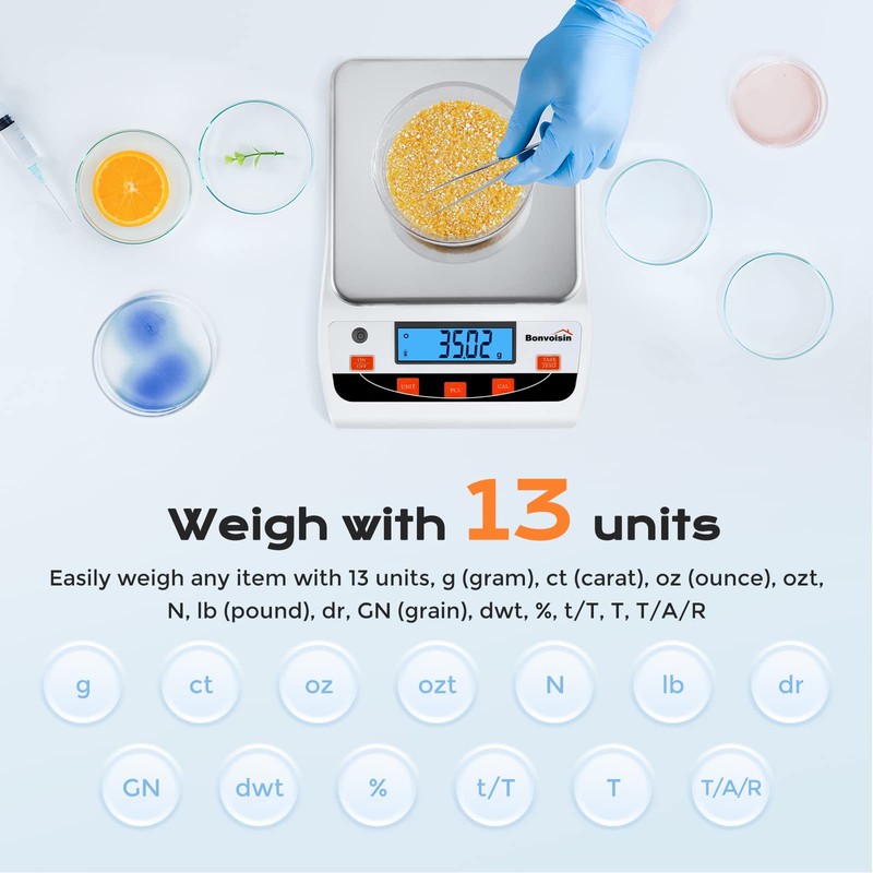 Bonvoisin Lab Scale 5000g/0.01g High Precision Laboratory Scientific Scale 0.01