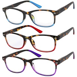 Success Eyewear Reading Glasses Set of 3 Great Value Spring Hinge Readers Men and Women Glasses for Reading Set of Red, Blue, Purple 2.75