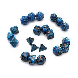 DollaTek Polyhedral Dice Set Table Games Dice 3 Sets Dice 3 x 7 (21 Pieces) Dice Series D20 D12 D10 D8 D6 D4 DND Dice DND RPG MTG Double Colour One Piece (Black and Blue)