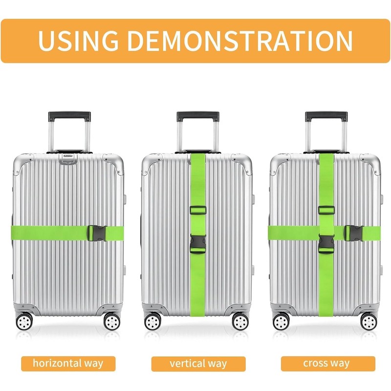 Generic 4 Pack Adjustable Luggage Straps, Fabric Webbing, Secure Cargo,