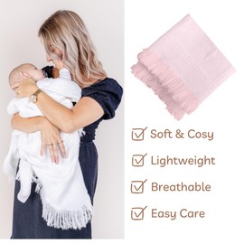 Luxurious Baby Boys & Girls Shawl - Baby Blanket for Newborn, Infants and Toddlers, Ultra-Soft, Breathable & Warm – Acrylic Baby Shawl Ideal for Swaddling, Stroller, Pram or Crib, Pink