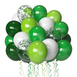 Msiveavz Green Balloons Dark Green Balloon Set, 50 Pcs 12 inch Different Shades Emerald Green Lime Green Confetti Latex Balloons For Jungle Safari Party Supplies St. Patrick's Day Decoration