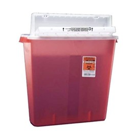 Covidien 8541SA SharpSafety Safety in Room Sharps Container, Counterbalance Lid, 4 gal Capacity, Transparent Red (Pack of 10)