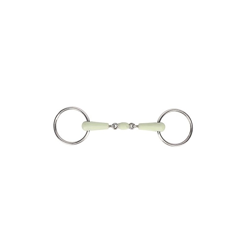Fabater Ring Snaffle, Stainless Steel Rubber Roller Mouth Snaffle, Apple