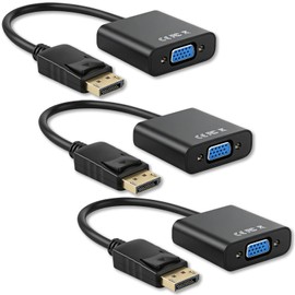 Lpluziyyds DisplayPort (DP) to VGA Adapter, Gold-Plated 1080P@60Hz (Male to Female) for Laptop, Desktop, PC, Monitor & More(3 Pack)