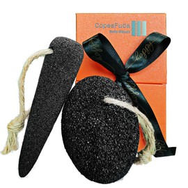 CopesFuda Natural Volcanic Pumice Stone Set for Feet Hands with Bamboo Charcoal,2 Pieces, Foot Scrubber for Callus Dead Skin Removal and Deep Cleaning, Conical Shape for Hard-to-Reach Areas
