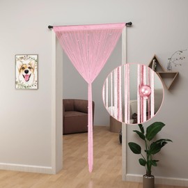 YIIBAII Beaded Curtain Beaded Curtains for Doorways Crystals Suitable for Interior Decoration and Partitions Hippy Closet Curtains (Pink, 39"x110")