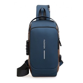FANDARE Anti-Theft Sling Bag Business Men Bag Chest Crossbody Bags with USB Charging Port Waterproof Small Backpack for Outdoor Work Hiking Running Sport Travel Bag Blue