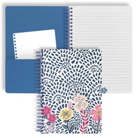 Steel Mill & Co Cute Mini Spiral Notebook, 8.25" x 6.25" Journal with Durable Hardcover and 160 Lined Pages, Mosaic Floral