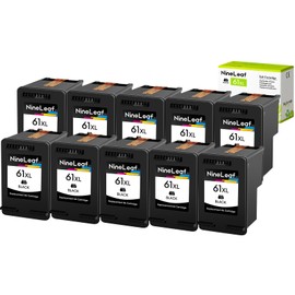NineLeaf Remanufactured 61XL 61 XL CH563W Black Ink Cartridge High Yield 480 Pages Compatible with HP Deskjet 2512 2514 2540 2542 Printers(Ink Level Indicator, 10 Pack)