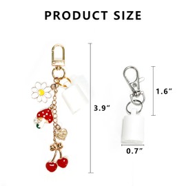 GREATLINK 2 Pack Keychain Cap for Summer Fridays Lip Balm with Detachable Metal Cherry & Strawberry Charms, Secure Snap-On Replacement Cover for 0.5oz Tubes