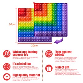 Zamety Pop It Fidget Toys Plopper Toy, 20 x 20 cm Pop It Game, Multiplication and Addition Popit Educational Toy, Double-Sided Anti-Stress Toy, Push Bubble Fidget Toy for Children and Adults