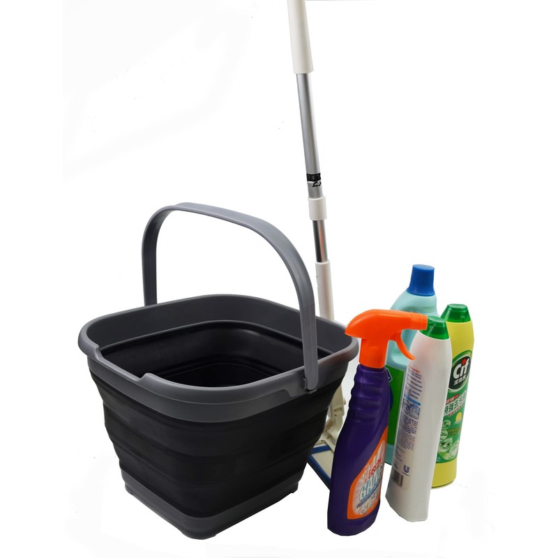 SAMMART 10L (2.6 gallon) Collapsible Rectangular Handy Basket/Bucket (Grey/Black, 1)