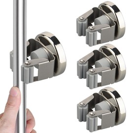 MUTUACTOR Magnetic Broom Holder,4pack Strong Broom Holder Heavy Duty for Hanging,Magnetic Mount Magnetic Tool Holder Durable Holder for Garage Kitchen Laundry Tools Organizer and Management(Silver)