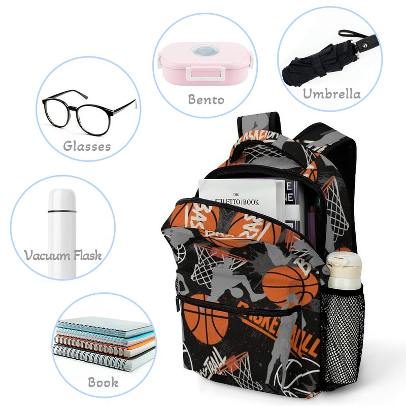 DOYULIK Basketball Theme Backpack Set for Kids,School Bookbag with Lunch