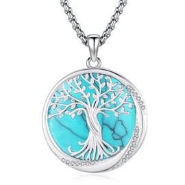Eusense Tree of Life Pendant 925 Sterling Silver Necklace Tree Life Gifts Jewellery for Mother's Day Women Ladies Girls, Sterling Silver, No Gemstone