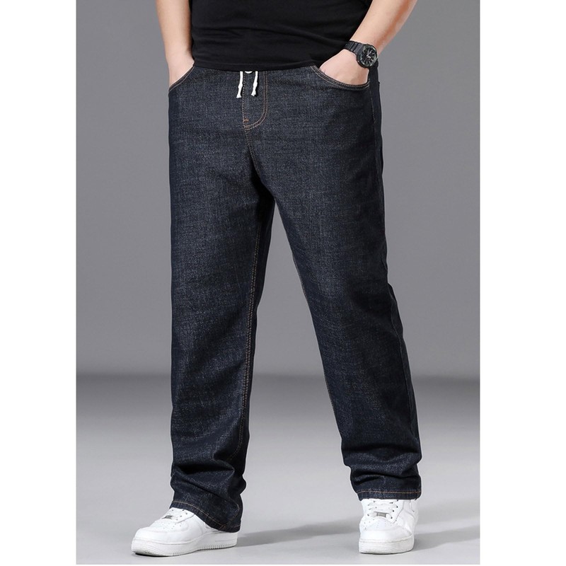 Plus Size Baggy Jeans for Men Elastic Waist Pull On