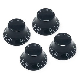Black Top Hat Bell Knobs Compatible with Gibson Les Paul Electric Guitar (Set of 4) Fits 24 Fine-Spline USA (Imperial) Split Shaft Pots Recessed RB24US-BLK4
