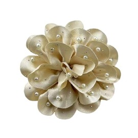 Elegant Large Rose Brooch lapel pin Hand-crafted delicate satin fabric imitation Pearl Brooch Large Peony brooch Women's wedding, dance dress accessories 5.12 inches -cream