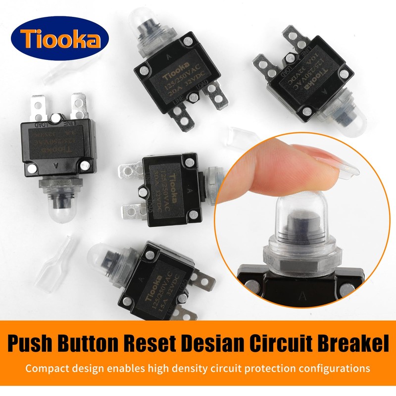 Tiooka 30Amp Thermal Circuit Breaker Assortment Kit Push Button Manual