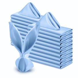 VACVELT 50 Pack Light Blue Satin Napkins 17x17 Inch Wedding Napkins Bulk, Decorative Elegant Dinner Napkins Square Table Napkins Decor, Silky Satin Cloth Napkins for Banquet Graduation Party