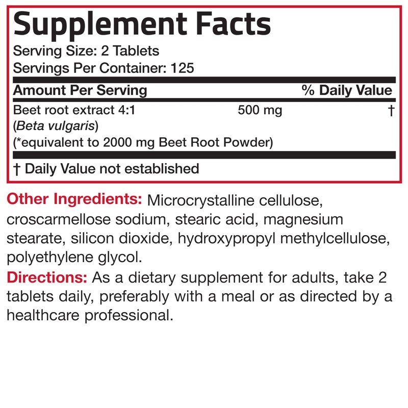 Bronson Bronson Beet Root Extra Strength, Non-GMO, 250 Vegetarian Tablets