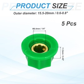 MECCANIXITY 5Pcs ABS and Copper Potentiometer Knobs 1/4" Volume Tone Control Top Hat Knob for Guitar Instruments Audio Mixer Amplifier Green