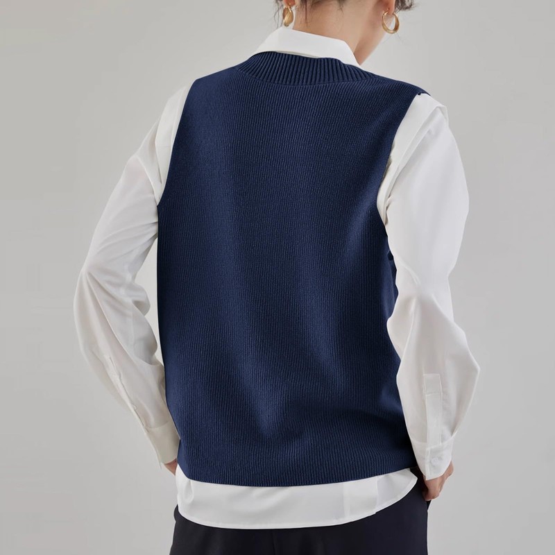 Wowcarbazole - Suéter para mujer, cuello en V, sin mangas,
