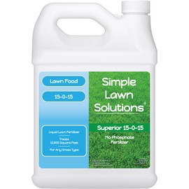 Superior 15-0-15 Liquid Lawn Fertilizer - Lawn Food for Growth & Green - Nitrogen, Potassium, Humic, Fish & Seaweed - Any Grass Type- Simple Lawn Solutions - All Season- Concentrate (1 Gallon)