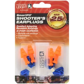 Howard Leight by Honeywell SmartFit Corded Reusable Shooting Earplugs, 2-Pairs (R-01520), Orange With Blue