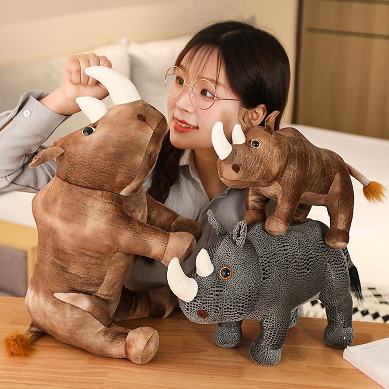 Cute Rhino Plush Toy Soft Plush Animal Doll Kids Toy