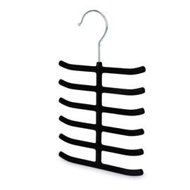 Set of 3 Non-Slip Velvet Tie Hangers, Black - Holds Up to 12 Ties Per Hanger