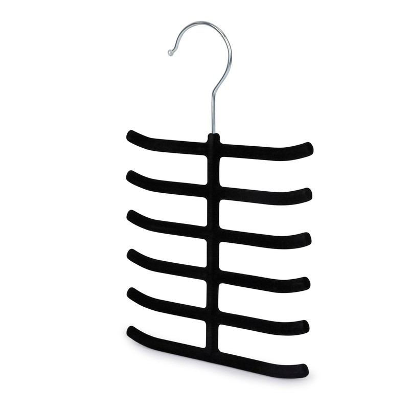 Set of 3 Non-Slip Velvet Tie Hangers, Black - Holds