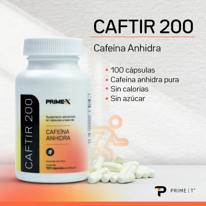 Cafeína Pura Primet 100 Cápsulas 200 Anhidra Alta Pureza Sabor