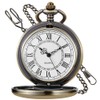 Tiong Classic Smooth Steel Roman Numerals Quartz Pocket Watch with