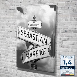 Deutsam Individuelle Leinwand Wolken mit eigenem Namen Wohndeko Bild Geschenkidee für Freund oder Freundin Geschenk zum Valentinstag