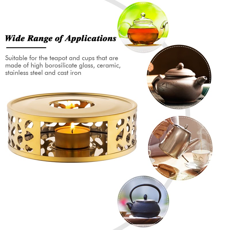 Simtive Teapot Warmer, Brushed Stainless Steel Tea Warmer with Tealight