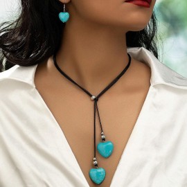 Western Jewelry for Women Turquoise Jewelry Statement Western Necklace Earrings Set Boho Long Necklace Cowgirl Outfits Country Concert Outfits