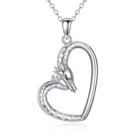 YONFQE Giraffe Necklace Sterling Silver Heart Pendant Cute Animal Jewelry Gifts for Women