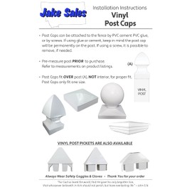 Jake Sales 4" Vinyl Post Cap NEW ENGLAND Style Post Caps - Vinyl Fence Post Caps for 4" x 4" Vinyl Fence Post - WHITE PVC/Vinyl Fence Post Cap