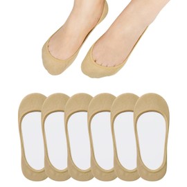 Jane Stone No Show Socks for Women - Non Slip Hidden Boat Flats Invisible Ultra Low Cut Liner Socks(Size 5-8/9-11), 6 Pairs-nude, 5-8